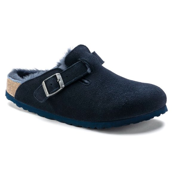 Birkenstock Shoes - Birkenstock Boston Shearling - Navy Suede